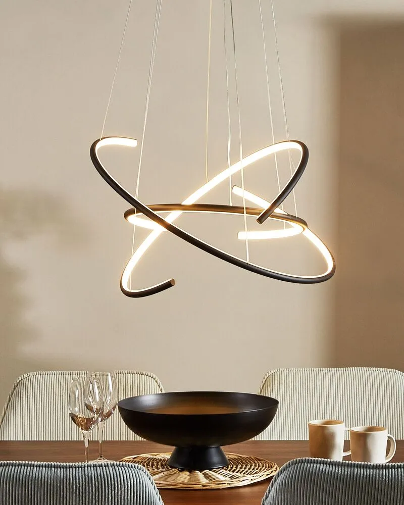 Plaque de plafond LED Lampe LED suspendue en métal noir MAYU