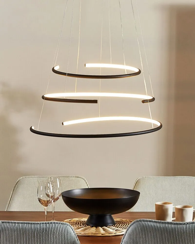 Plaque de plafond LED Lampe LED suspendue en métal noir MAYU