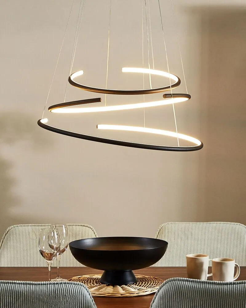 Plaque de plafond LED Lampe LED suspendue en métal noir MAYU