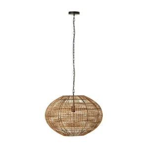 Plaque de plafond LED Lampe Suspension "Rotin & Métal" 61cm Naturel