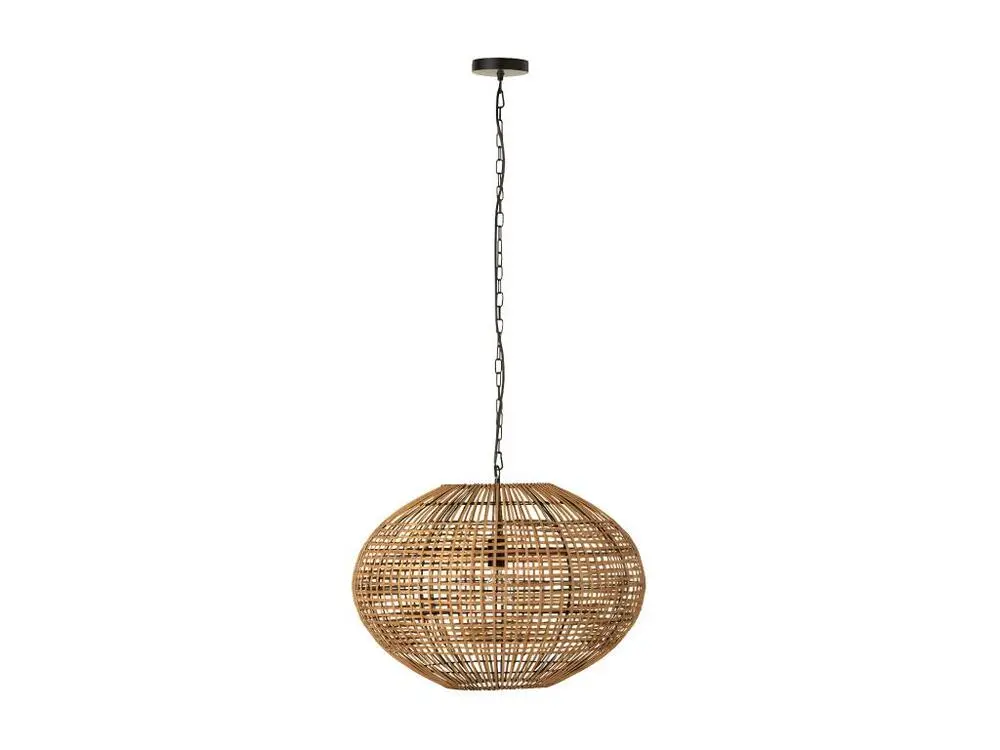 Plaque de plafond LED Lampe Suspension "Rotin & Métal" 61cm Naturel