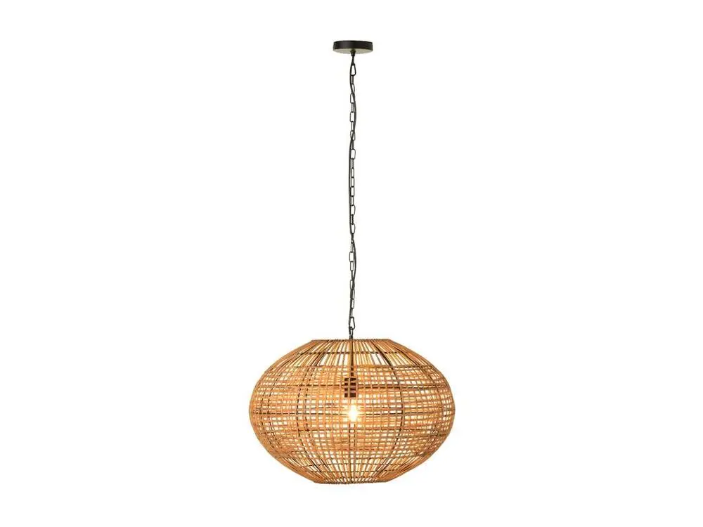 Plaque de plafond LED Lampe Suspension "Rotin & Métal" 61cm Naturel