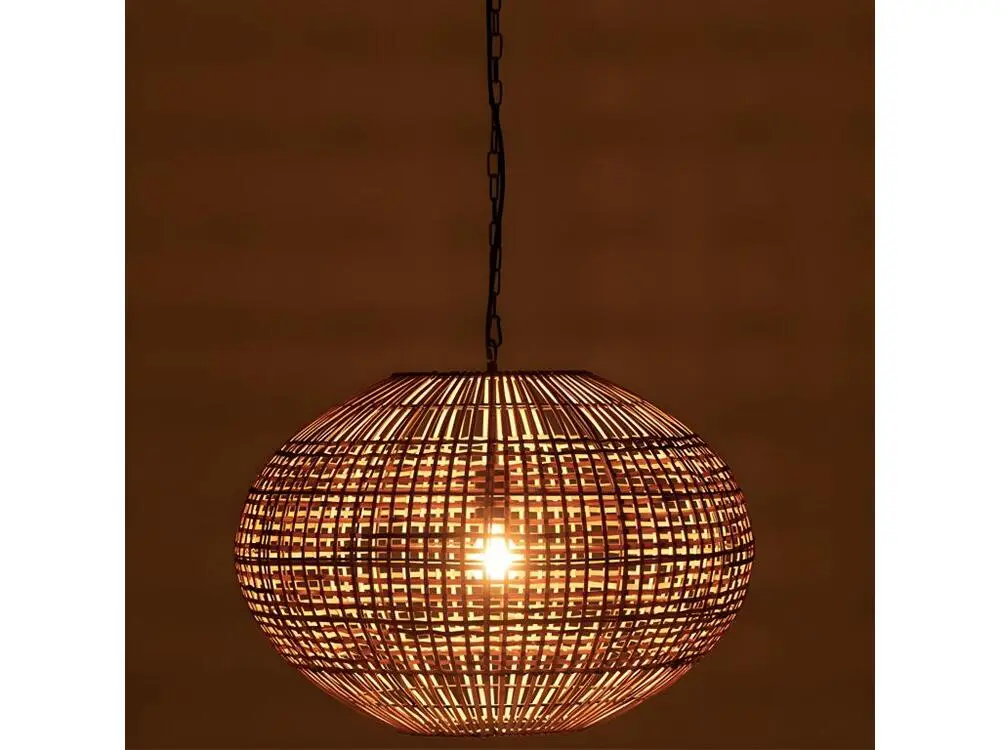 Plaque de plafond LED Lampe Suspension "Rotin & Métal" 61cm Naturel