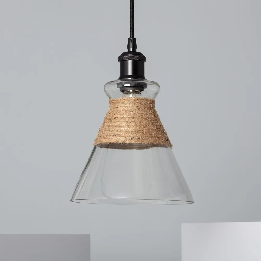 Plaque de plafond LED Lampe à suspension Royesa avec éclairage LED et abat-jour en verre