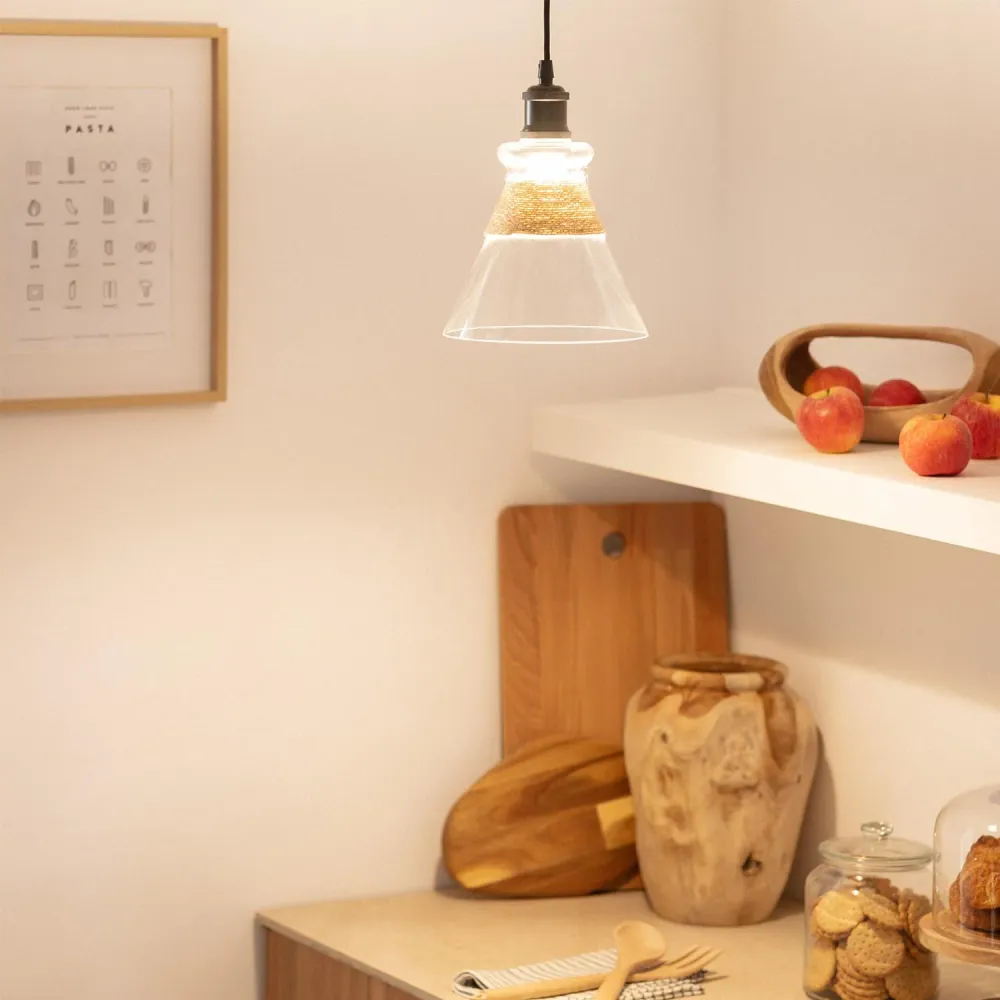 Plaque de plafond LED Lampe à suspension Royesa avec éclairage LED et abat-jour en verre