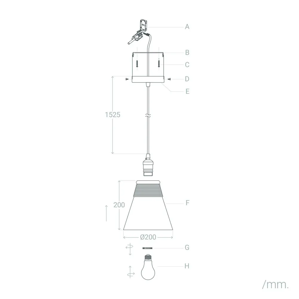 Plaque de plafond LED Lampe à suspension Royesa avec éclairage LED et abat-jour en verre