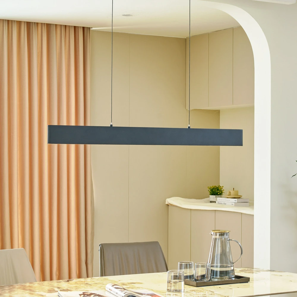 Plaque de plafond LED Lucande Suspension LED Philine, longueur 101 cm noir fer