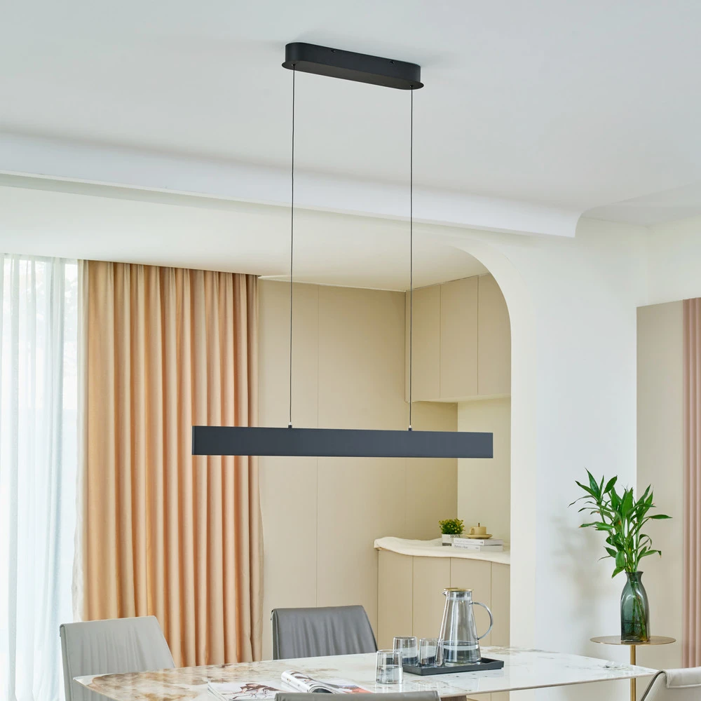 Plaque de plafond LED Lucande Suspension LED Philine, longueur 101 cm noir fer