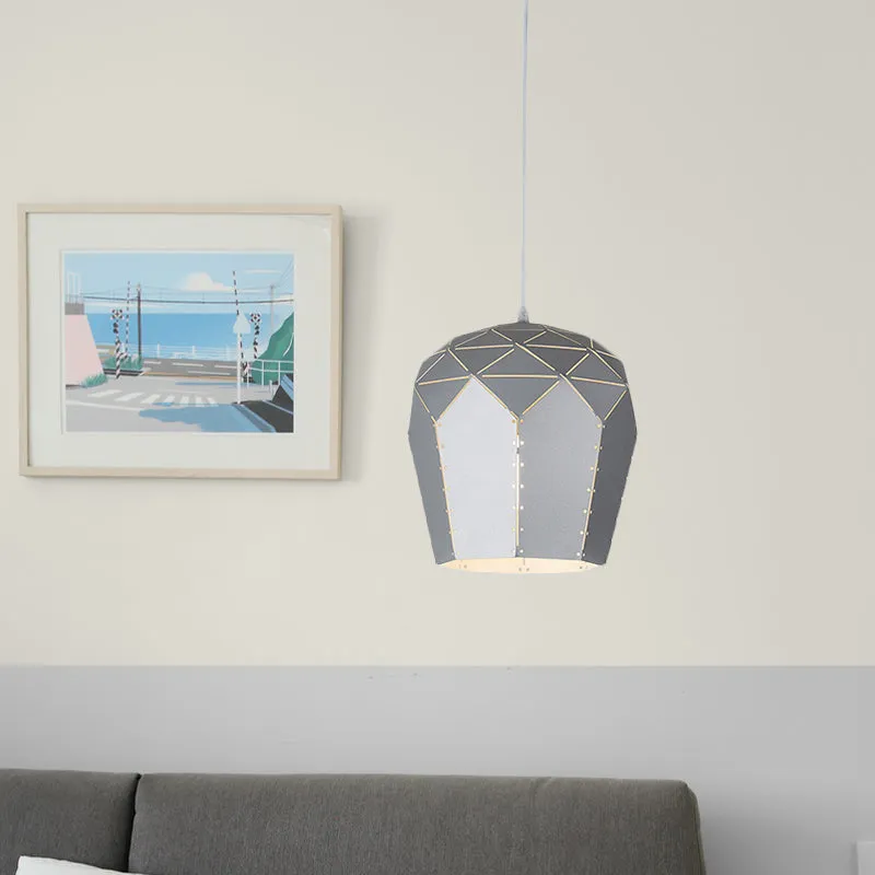 Plaque de plafond LED Luminaire suspendu récent en verre à vin, plafonnier suspendu en métal à 1 lumière en rose/gris