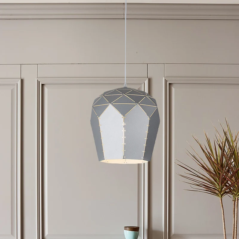 Plaque de plafond LED Luminaire suspendu récent en verre à vin, plafonnier suspendu en métal à 1 lumière en rose/gris