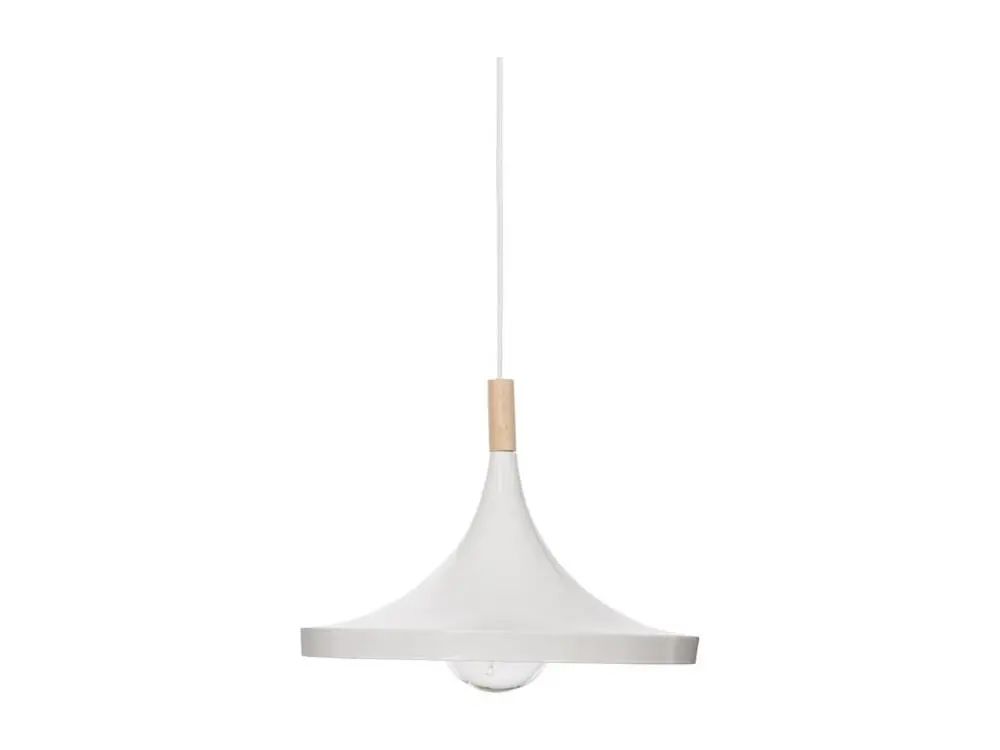 Plaque de plafond LED Luminaire Suspension en Bois et Métal Blanc D 32 cm