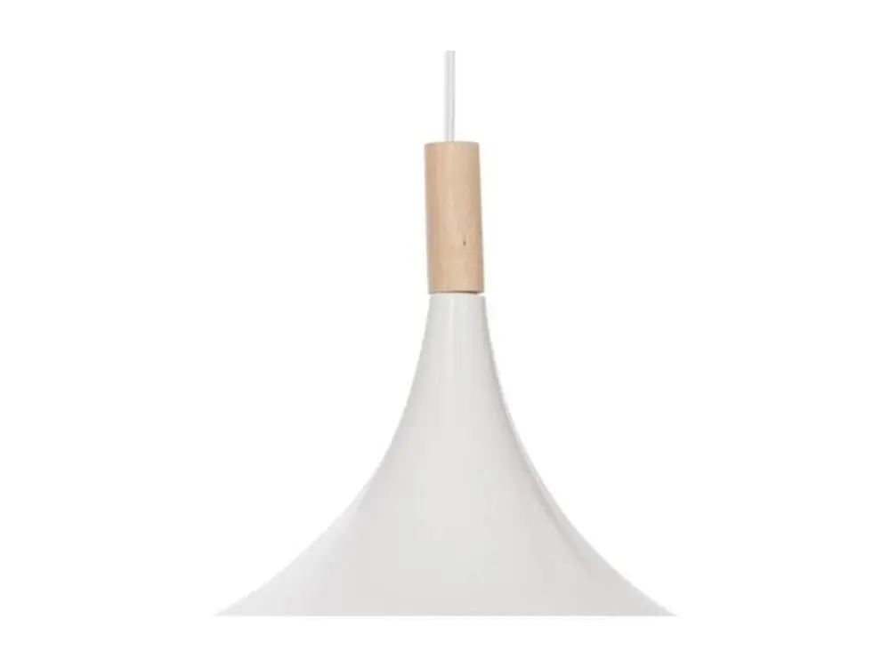 Plaque de plafond LED Luminaire Suspension en Bois et Métal Blanc D 32 cm
