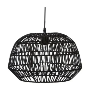Plaque de plafond LED Luminaire Suspension en Rotin noir D 38 cm