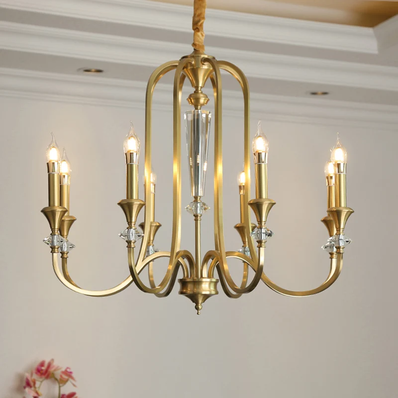 Plaque de plafond LED Lustre à bougie de Style colonial, lampe à Suspension métallique au plafond pour salon