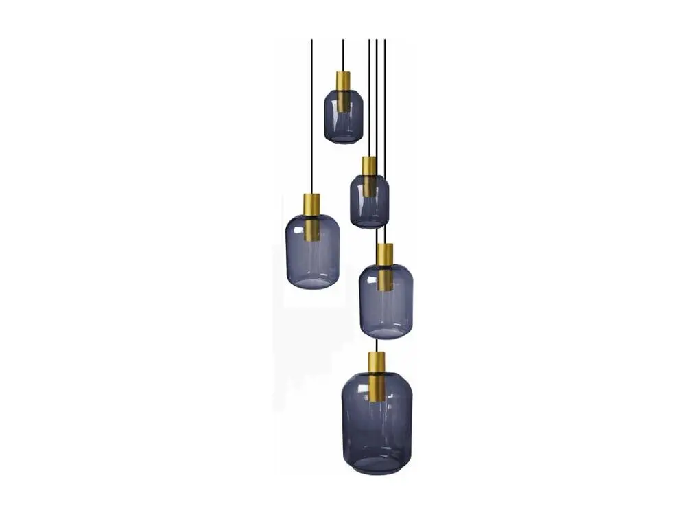 Plaque de plafond LED Lustre doré 5 pendels verre bleu 100 cm..