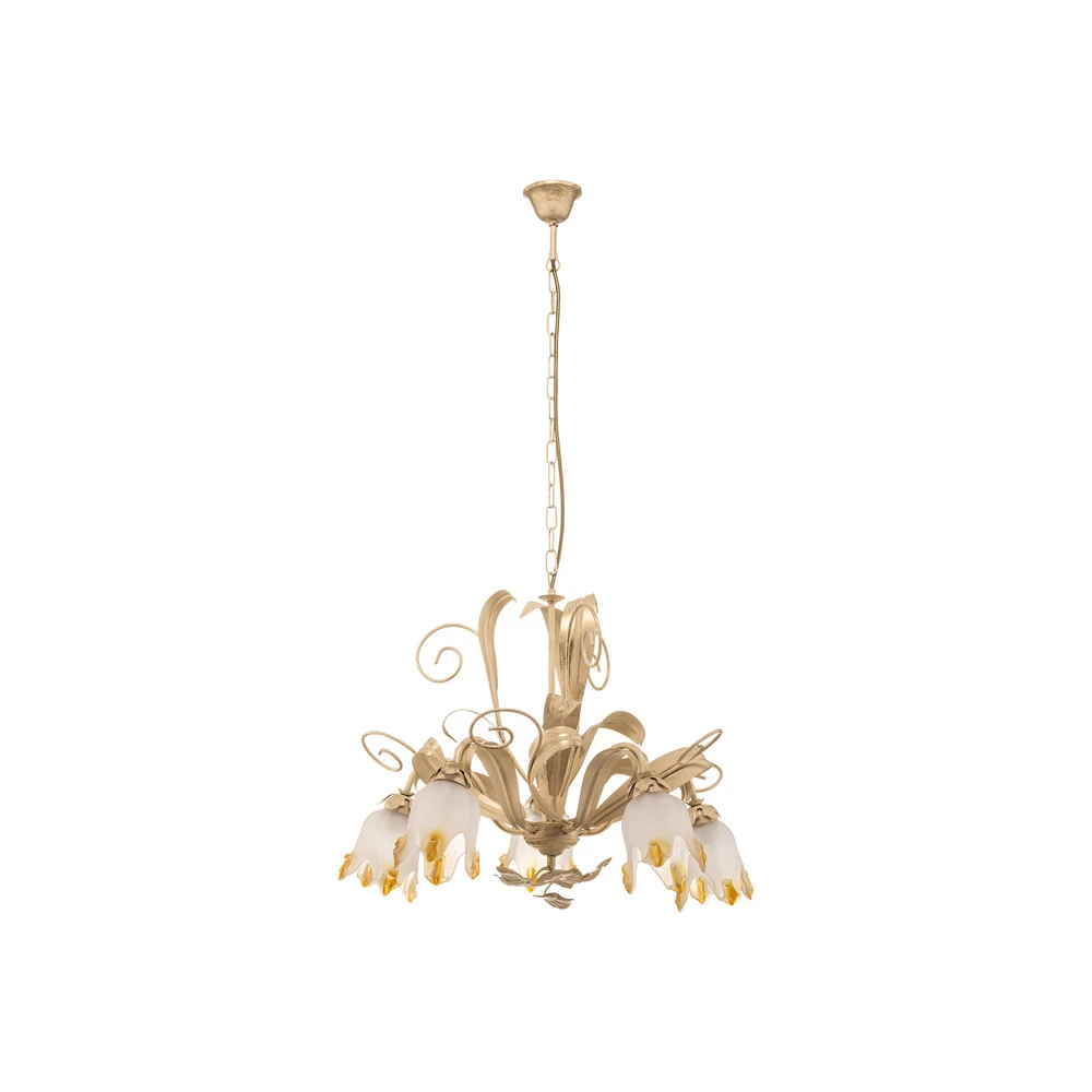 Plaque de plafond LED Lustre Elena de style florentin, cinq lampes