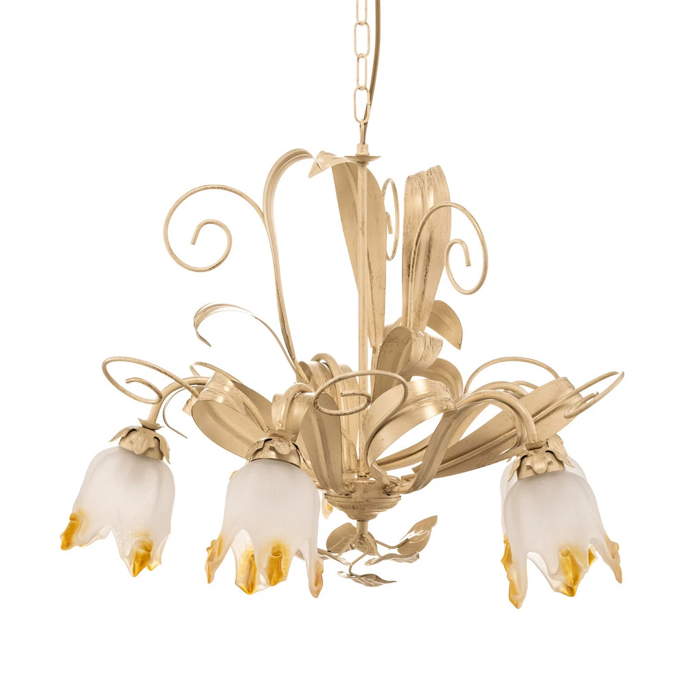 Plaque de plafond LED Lustre Elena de style florentin, cinq lampes