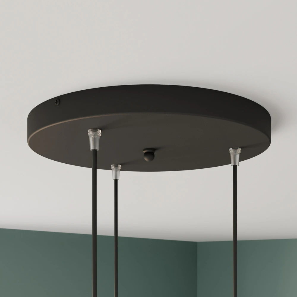 Plaque de plafond LED Suspension Bergen à 3 lampes, ronde, graphite