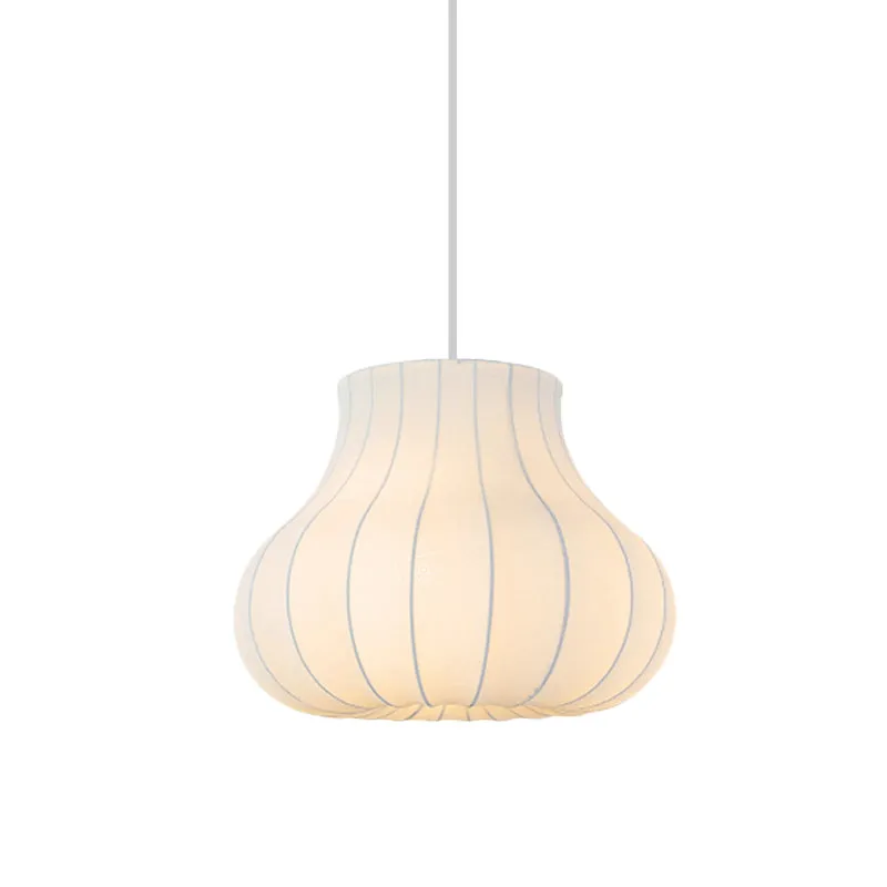 Plaque de plafond LED Suspension contemporain à 1 lumière avec abat-jour en tissu, lanterne blanche, plafonnier suspendu