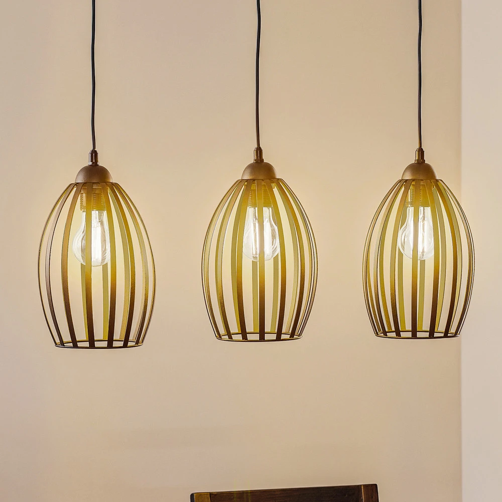 Plaque de plafond LED Suspension Dali en noir, à 3 lampes allongée