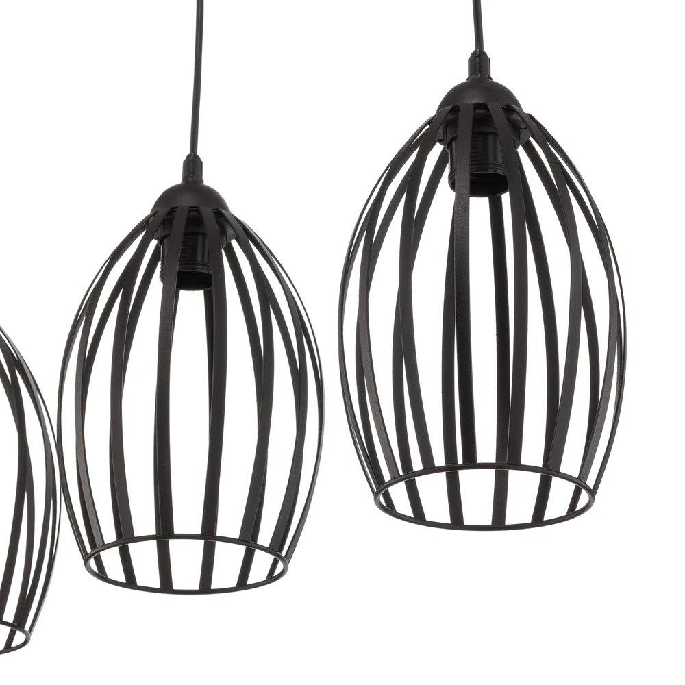 Plaque de plafond LED Suspension Dali en noir, à 3 lampes allongée