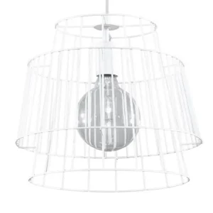 Plaque de plafond LED Suspension industriel en acier - 1 sources lumineuses - L.35 x H.130 cm - blanc
