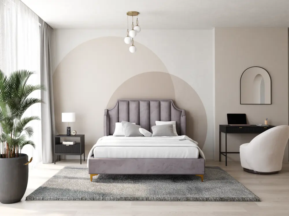 Plaque de plafond LED Suspension en métal 4 globes - Luminaire D. 30 x H. 70 cm - Blanc et cuivre - ASROUN