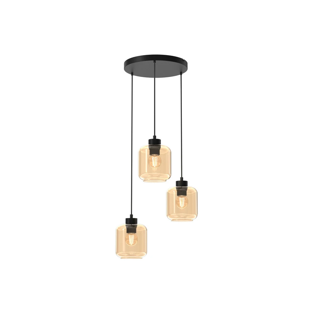 Plaque de plafond LED Suspension Sombra, ambrée, à 3 lampes, ronde