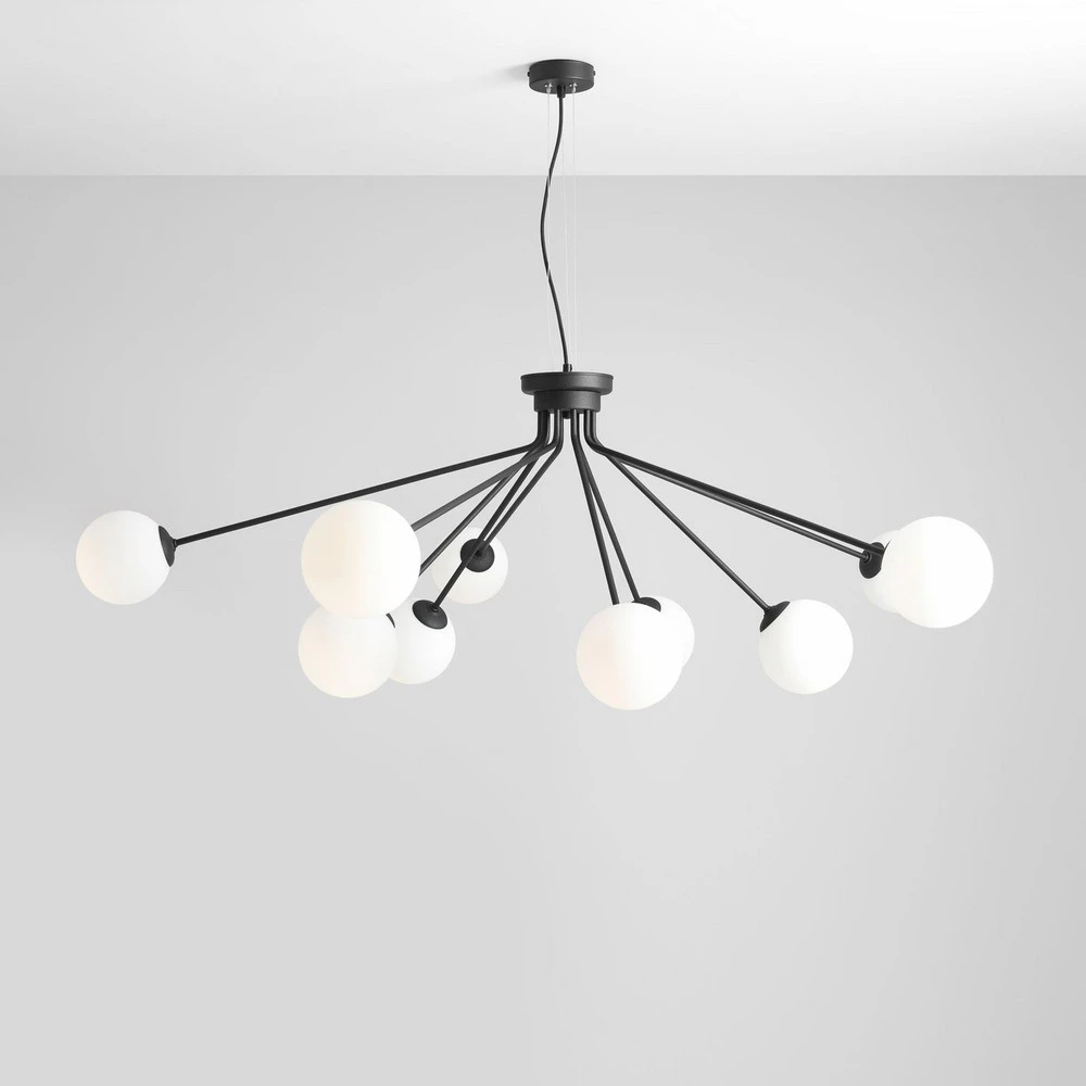 Suspension 1082M1, à 10 lampes, noire IP44 pour salle de bain