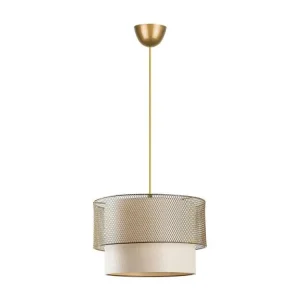 Suspension abat-jour dupliqué Pollock D30cm Métal Or et Blanc crème