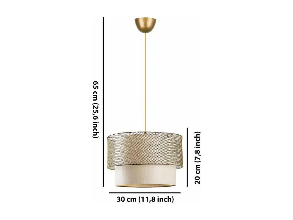Suspension abat-jour dupliqué Pollock D30cm Métal Or et Blanc crème