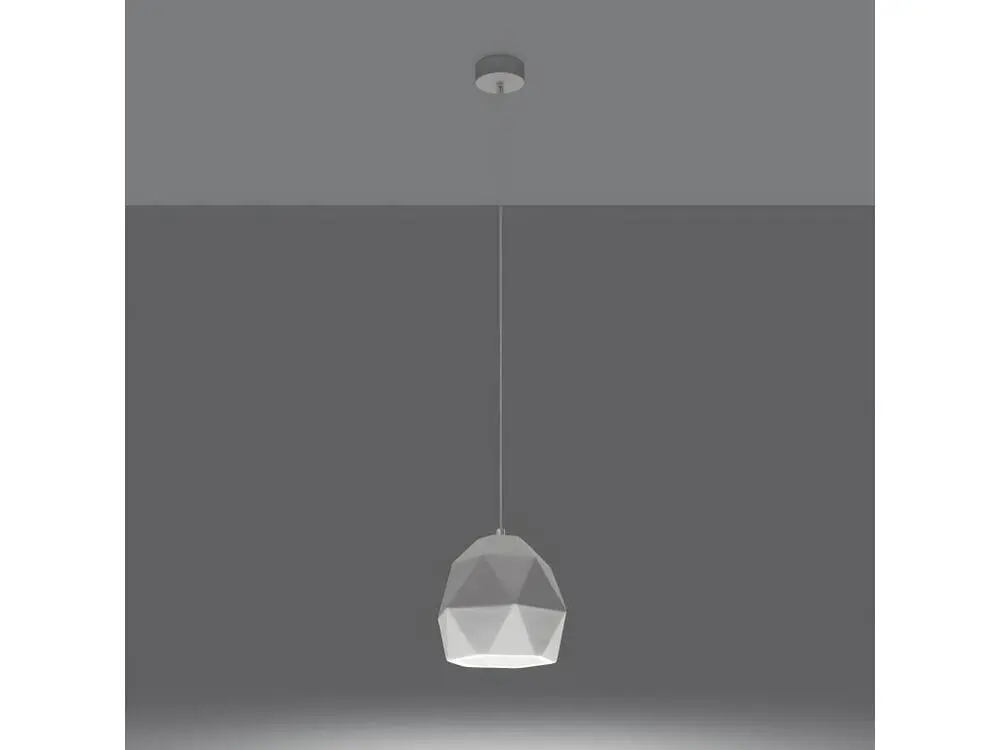 Suspension actuel en céramique - 1 sources lumineuses - L.20 x H.125 cm - blanc