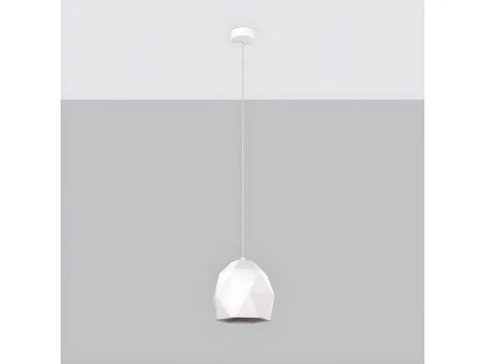 Suspension actuel en céramique - 1 sources lumineuses - L.20 x H.125 cm - blanc