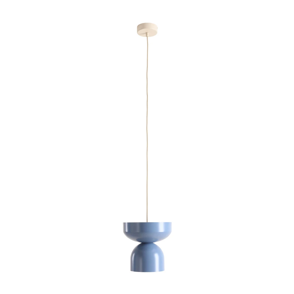 Suspension Api, bleu, abat-jour métallique, 30 cm (Carré 30x30cm)