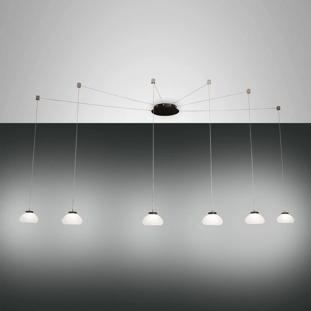 Suspension Arabella décentrée 6 lampes, blanche - Installation Facile