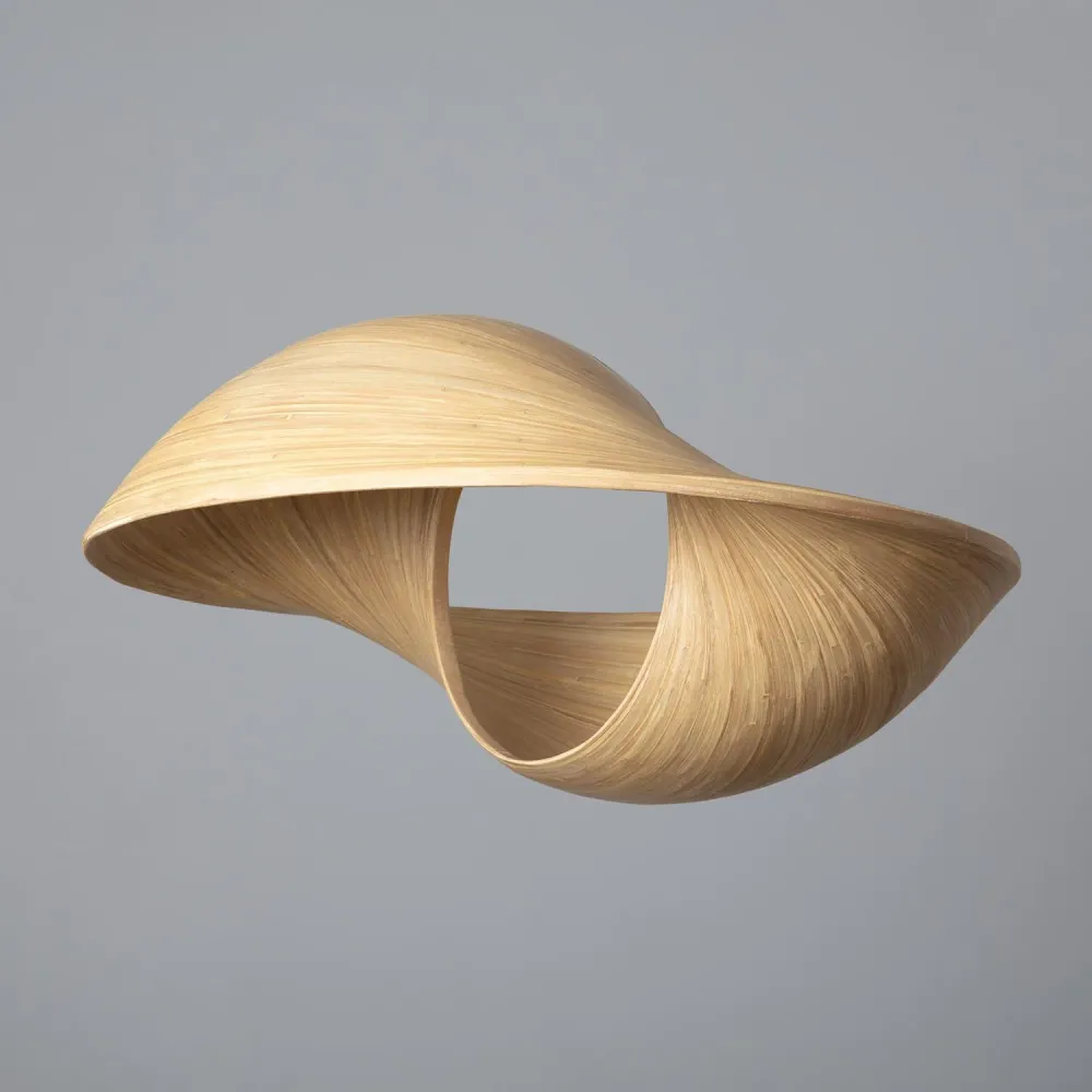 Suspension en bambou Shuka Acacia grande avec éclairage LED ILUZZIA Sans outil d'installation