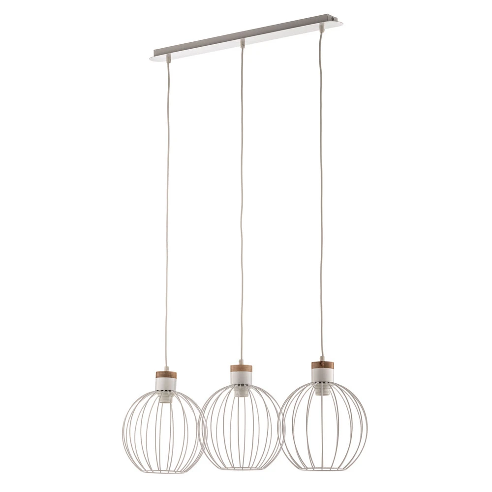 Suspension Barbado, à 3 lampes en blanc avec diffuseur opale