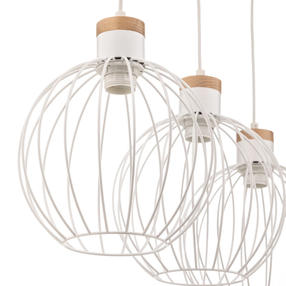 Suspension Barbado, à 3 lampes en blanc avec diffuseur opale