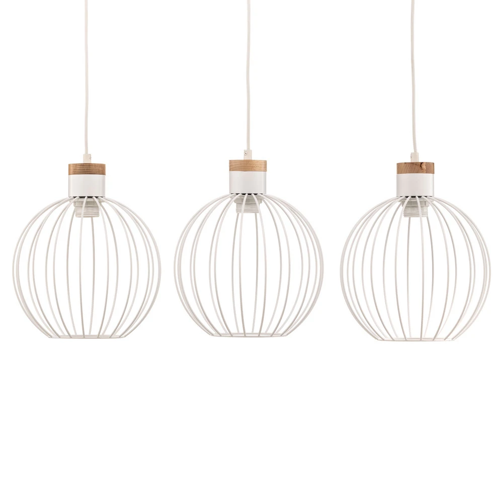 Suspension Barbado, à 3 lampes en blanc avec diffuseur opale