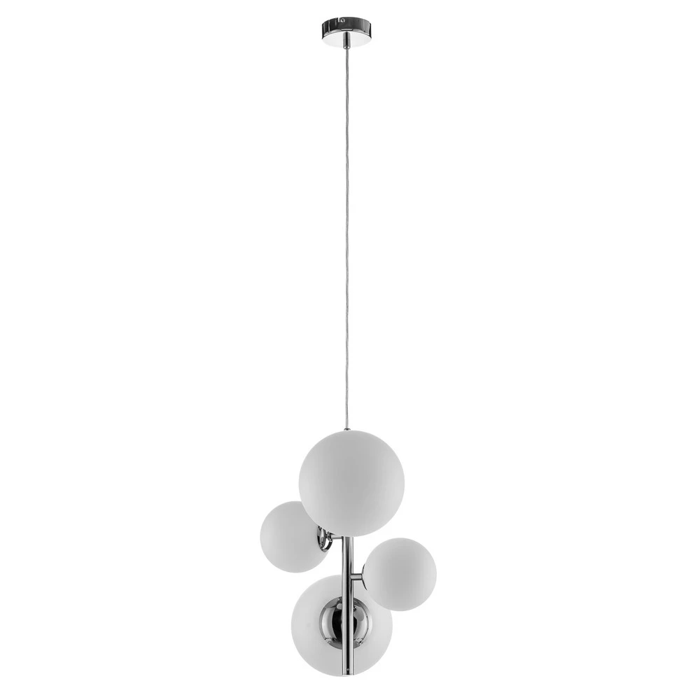 Suspension Bloom à 4 lampes, chromée pour plafonds suspendus