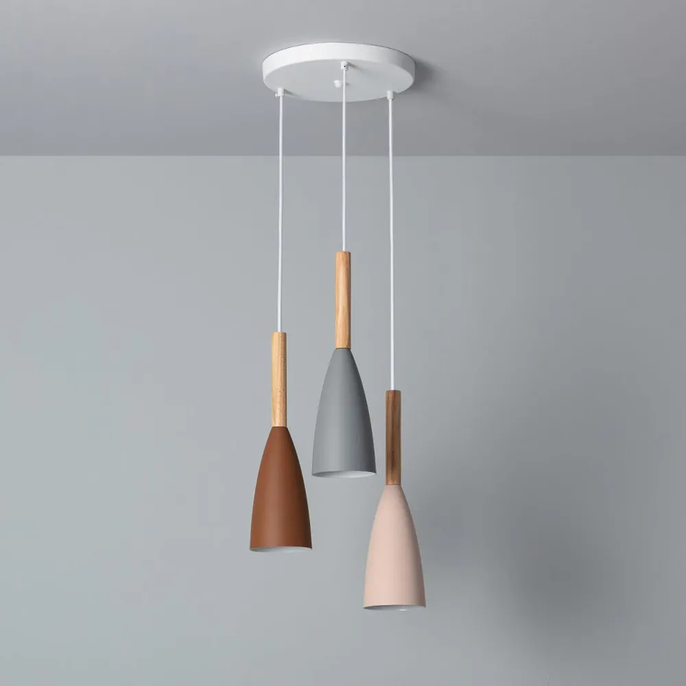 Suspension en bois et métal avec éclairage LED Rain - Installation Facile
