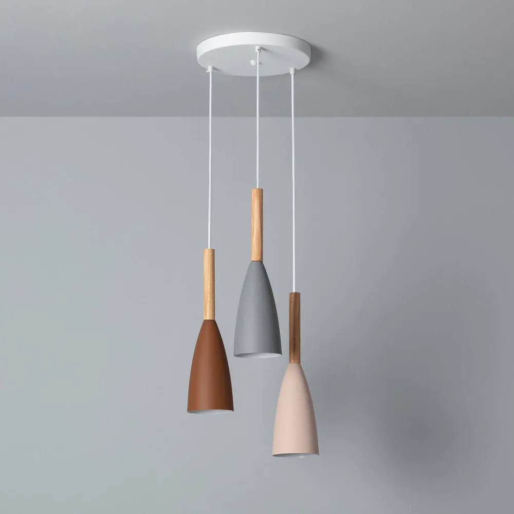 Suspension en bois et métal avec éclairage LED Rain - Installation Facile