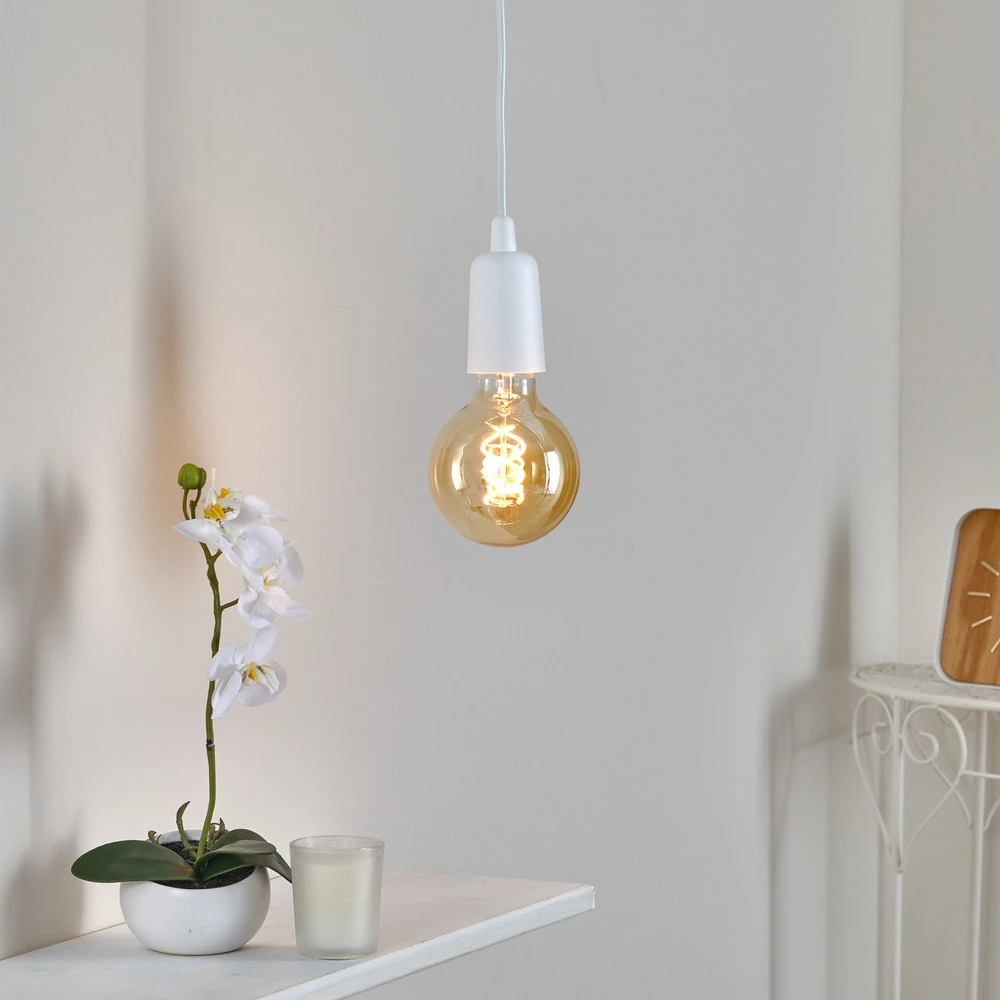 Suspension Brasil, blanche, à une lampe IP44 pour salle de bain
