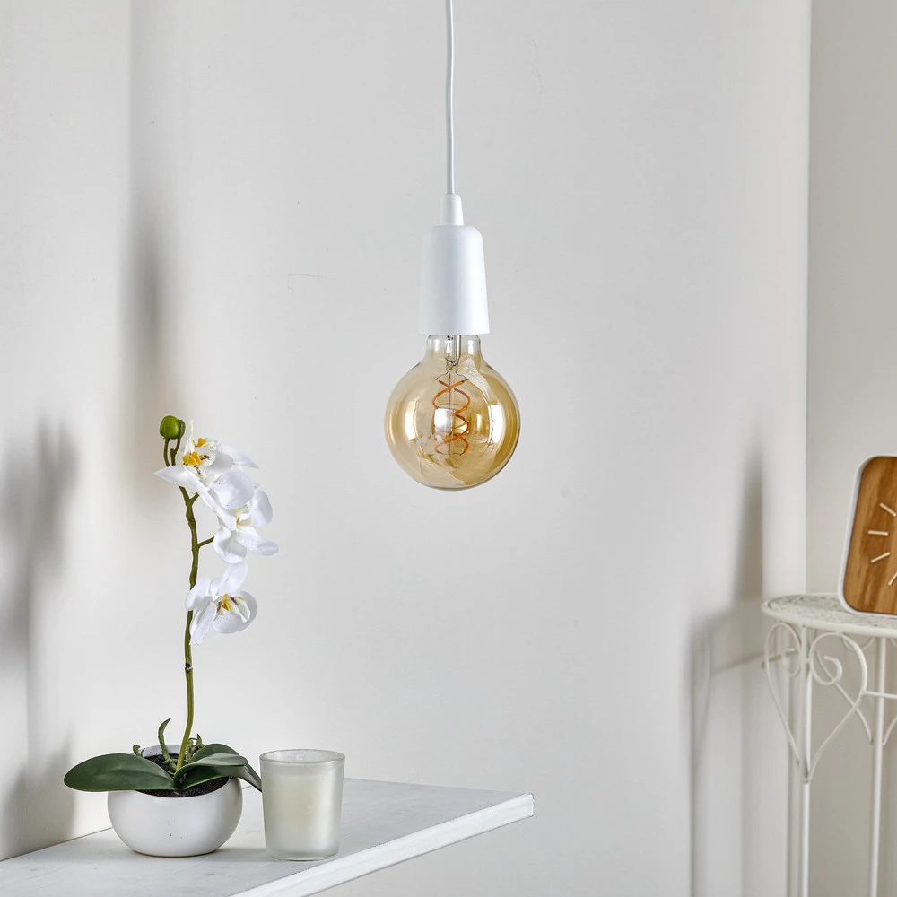 Suspension Brasil, blanche, à une lampe IP44 pour salle de bain