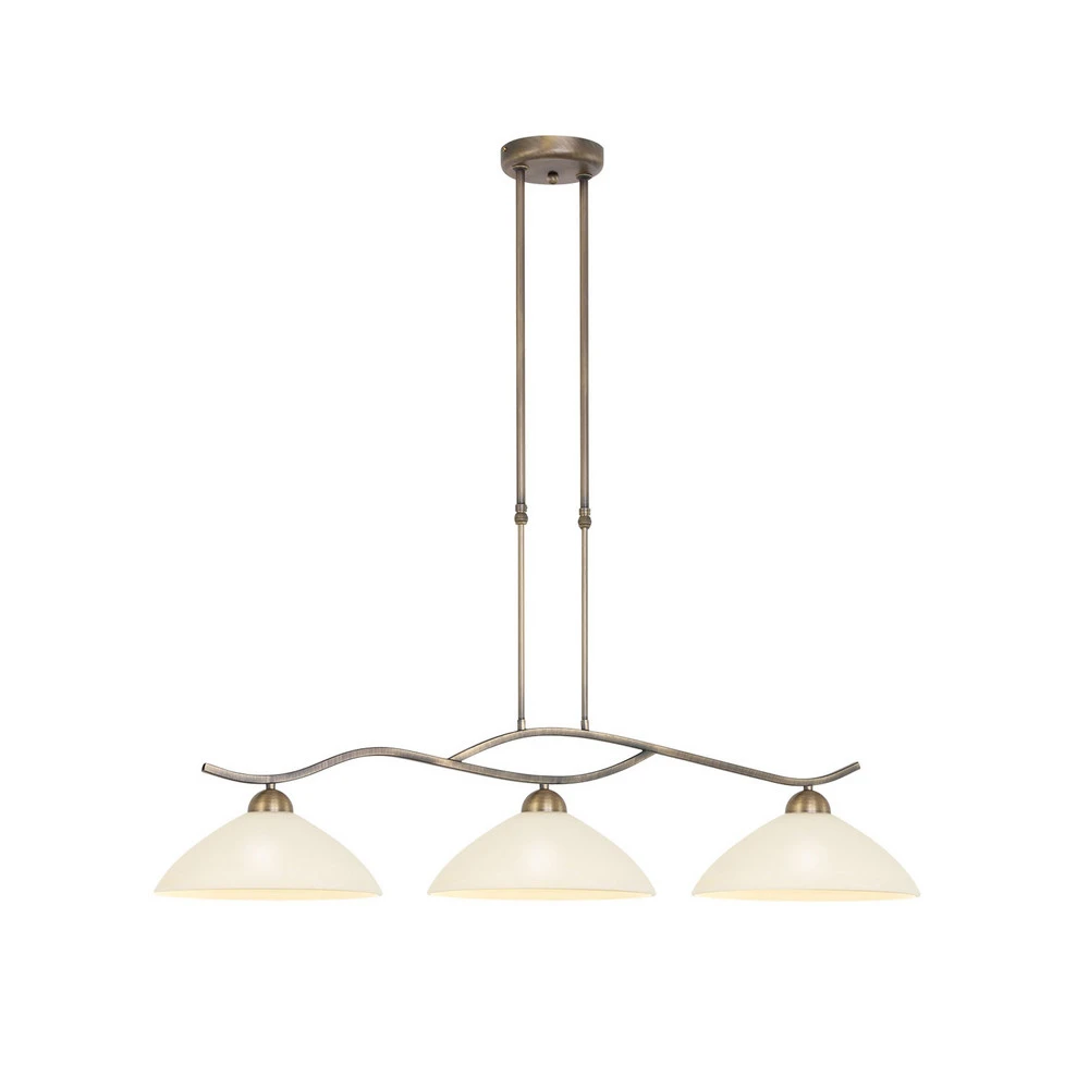 Suspension Capri à 3 lampes crème/bronze pour plafonds suspendus