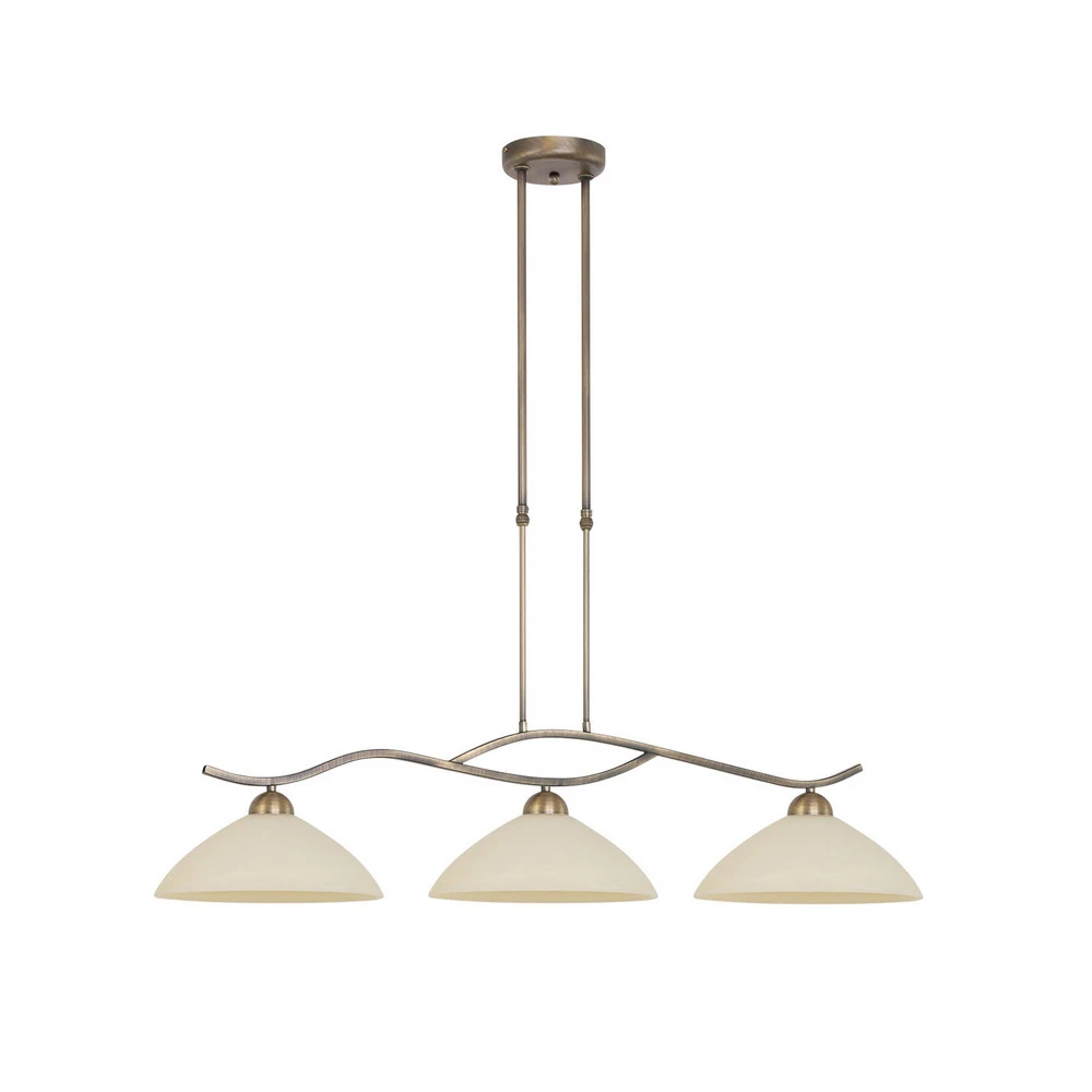 Suspension Capri à 3 lampes crème/bronze pour plafonds suspendus