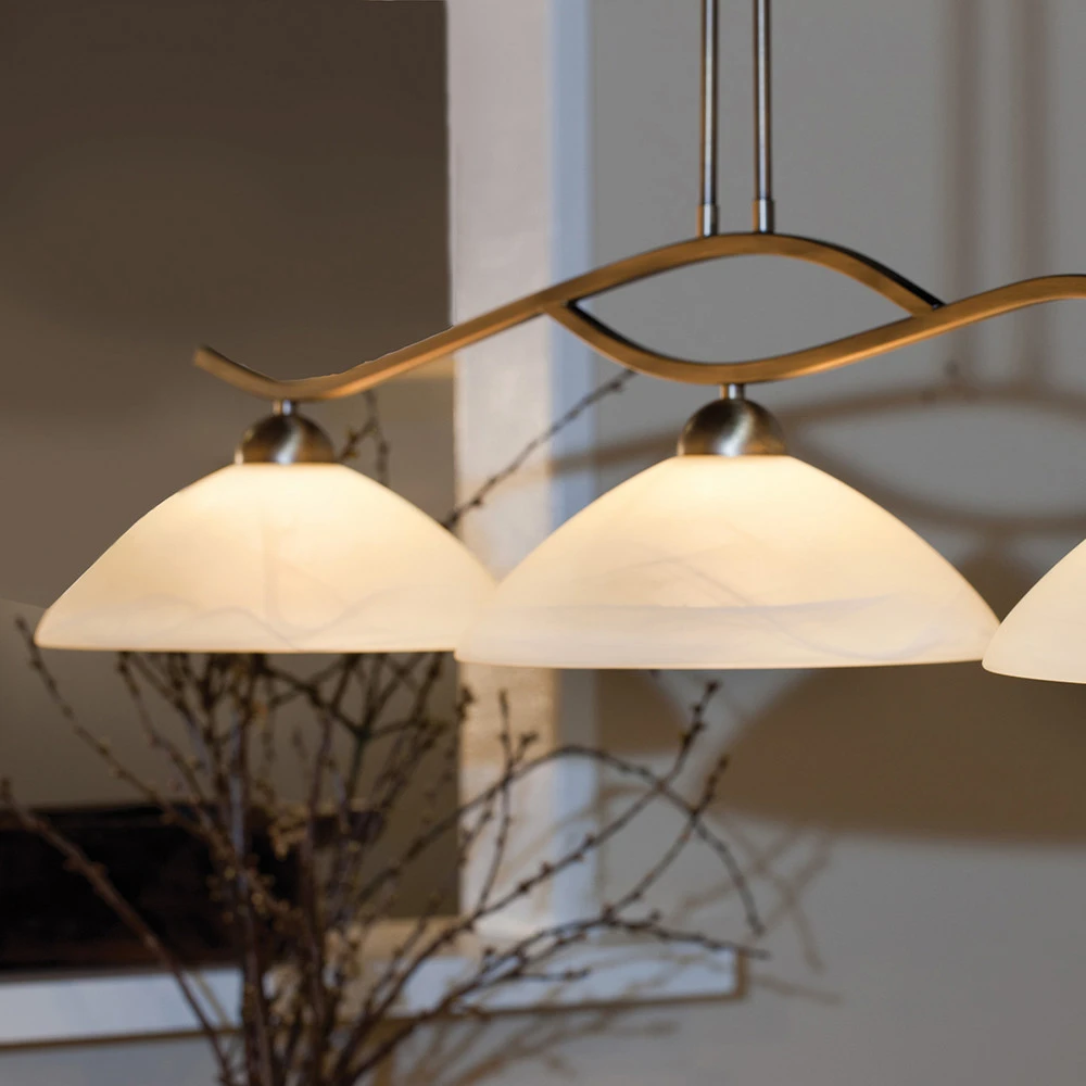 Suspension Capri à 3 lampes crème/bronze pour plafonds suspendus