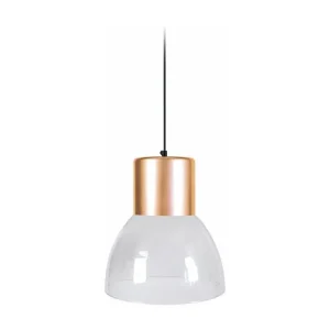 Suspension cloche verre cuivre 92 cm.