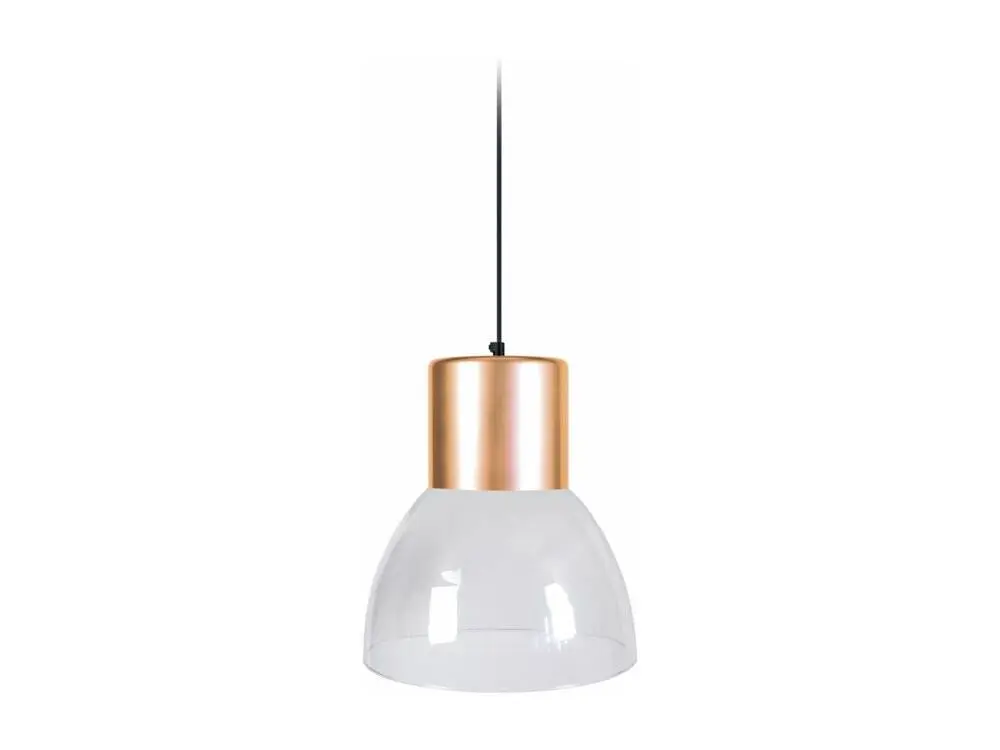 Suspension cloche verre cuivre 92 cm.
