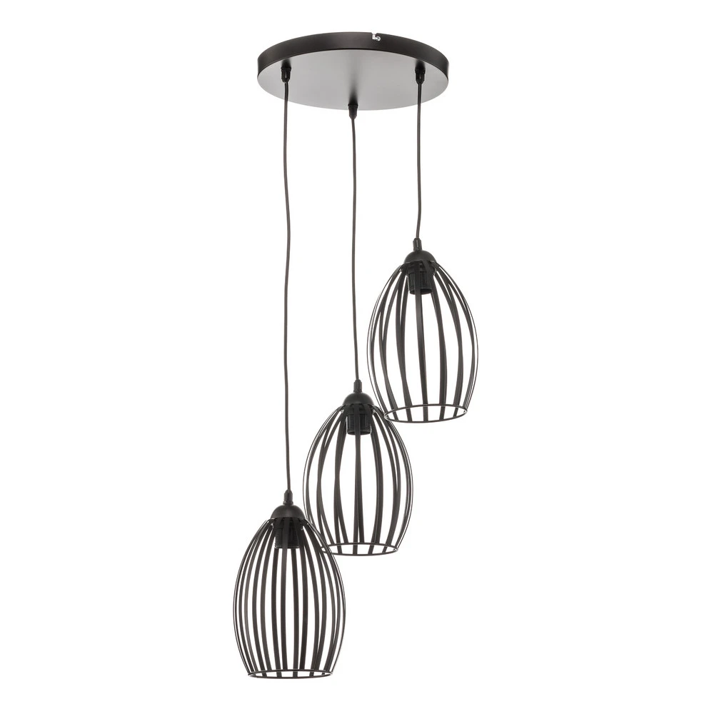 Suspension Dali en noir, à 3 lampes ronde pour entrée et couloir